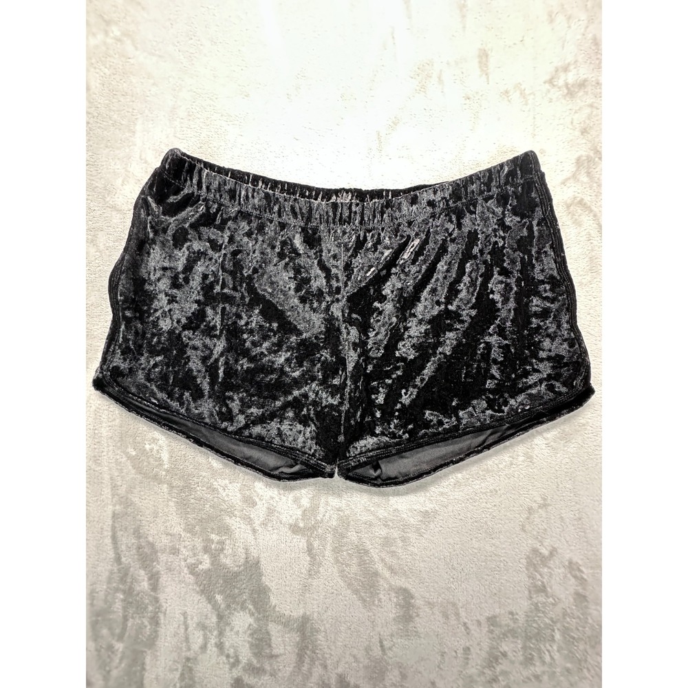 Liz & Sara Lounge Shorts Womens XL Black Gray Crushed Velvet Comfort Stretch